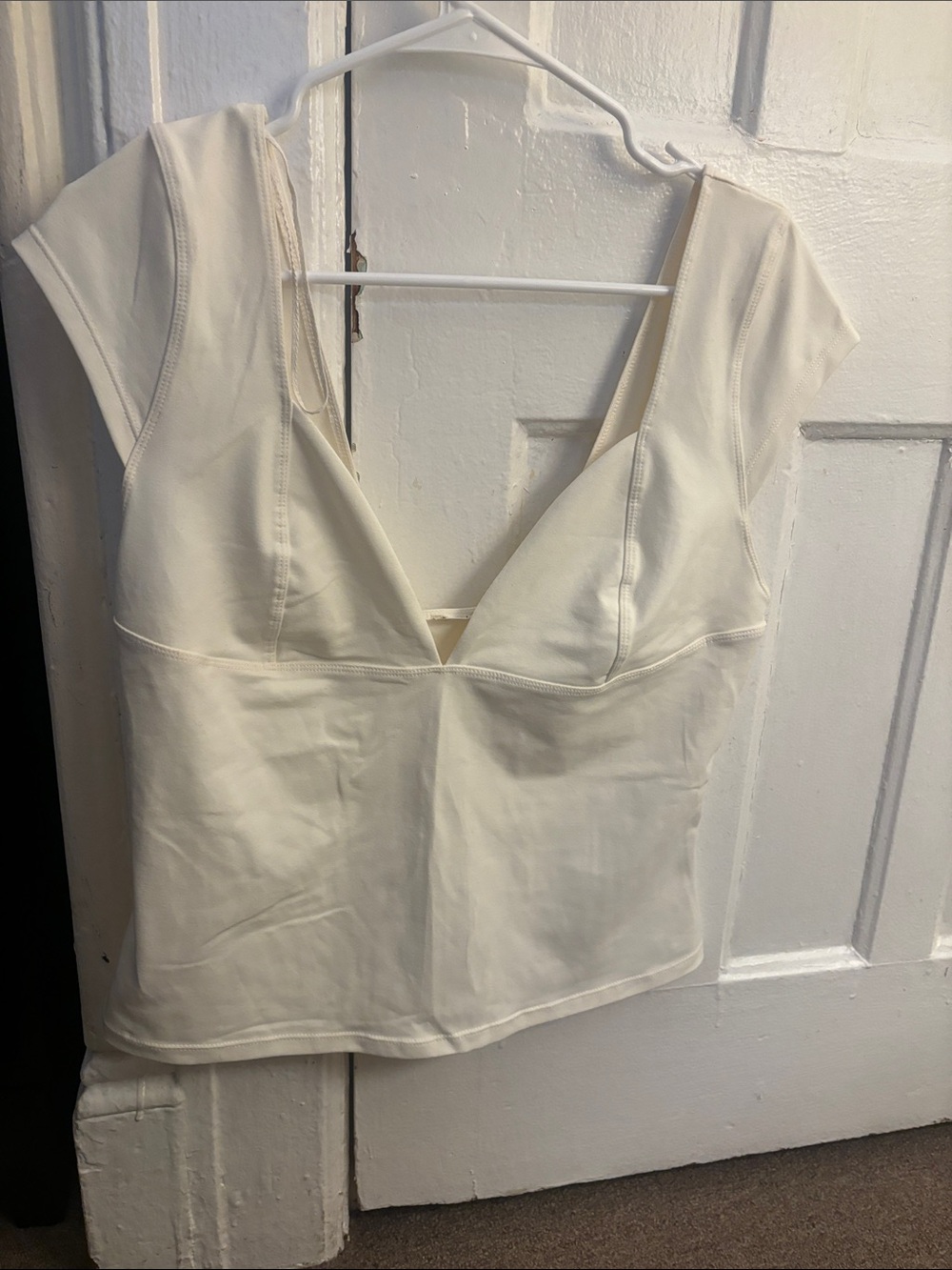 Free People Cream V-Neck Cropped Tank
